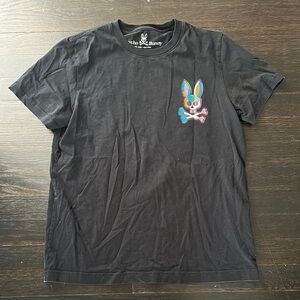 Psycho Bunny Black T-Shirt with Colorful Logo size 3 which is men’s extra small
